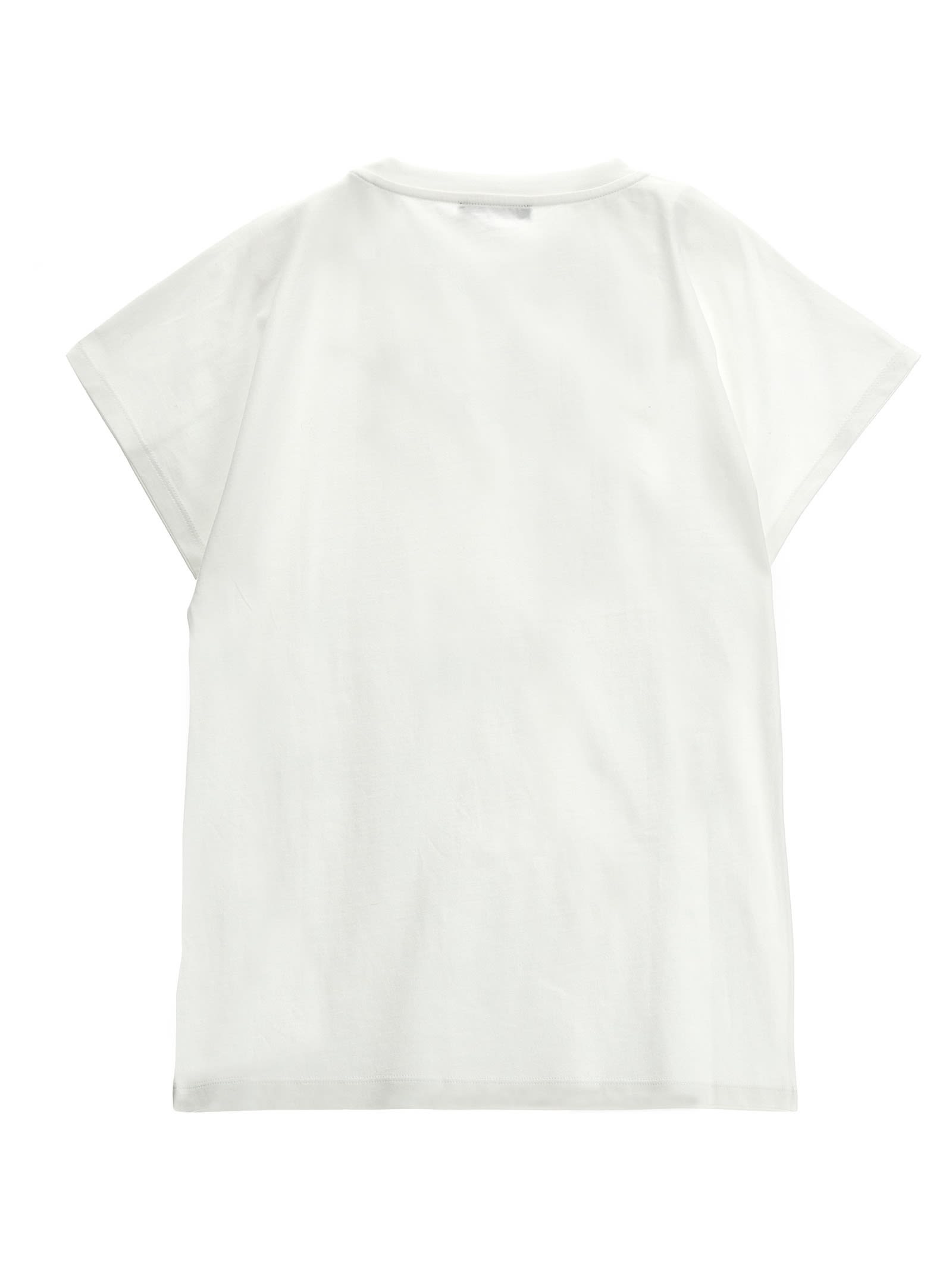Shop Balmain Rhinestone Logo T-shirt In White/gold