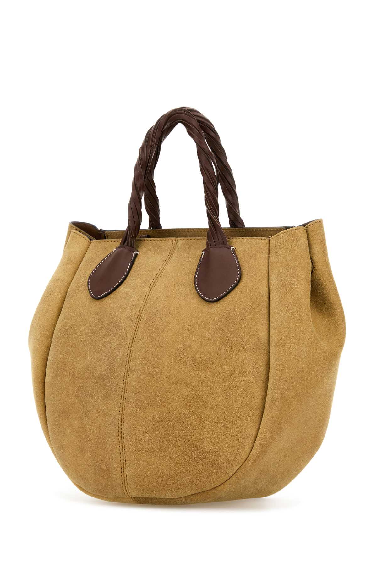 Jw Anderson Beige Suede Small Punch Handbag In Caramel