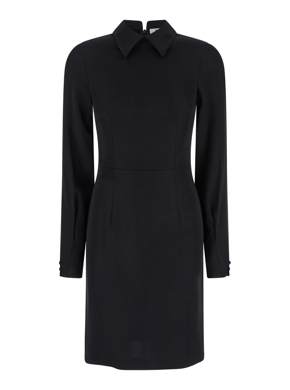 Shop Mauro Grifoni Black Dress With Classic Collar In Viscose Stretch Woman