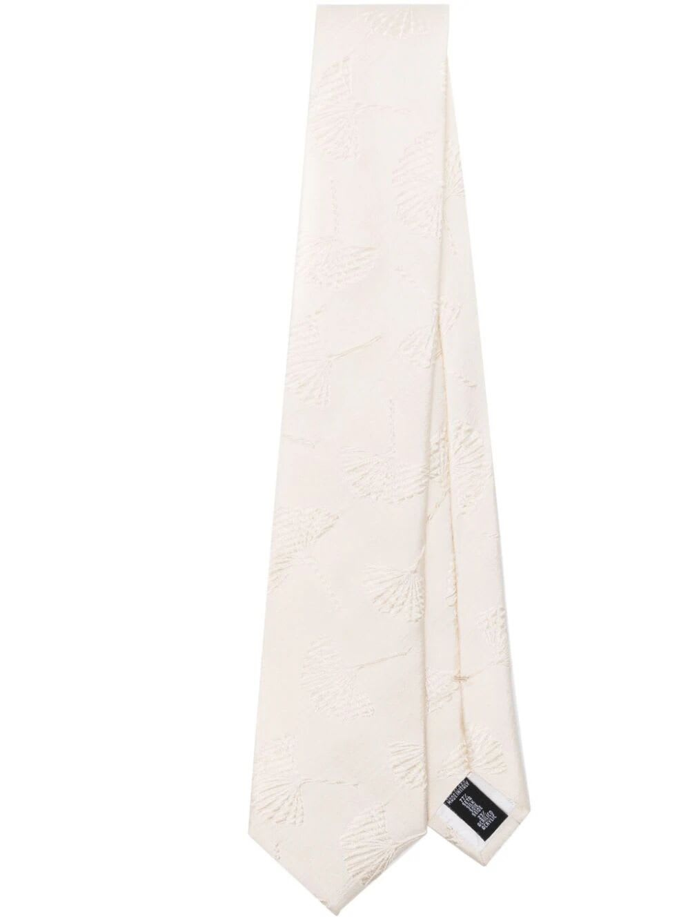 Emporio Armani Woven Jacquard Tie In Sand