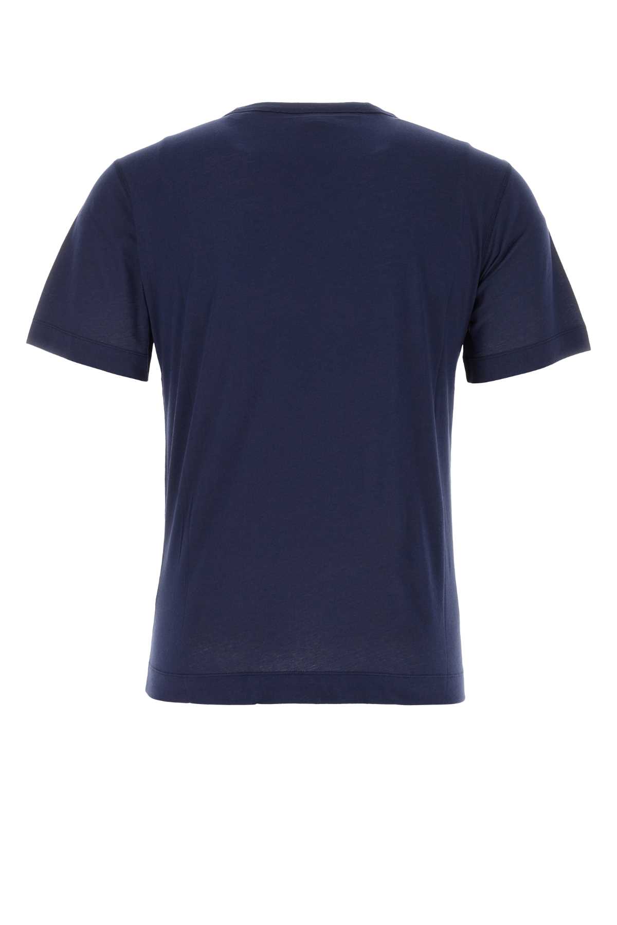 Dries Van Noten Navy Blue Cotton T-shirt In Dark Blue