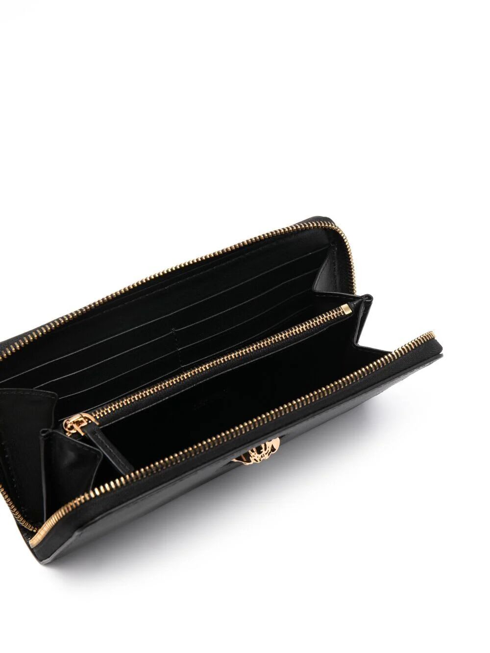 Shop Versace Long Wallet In Black  Gold