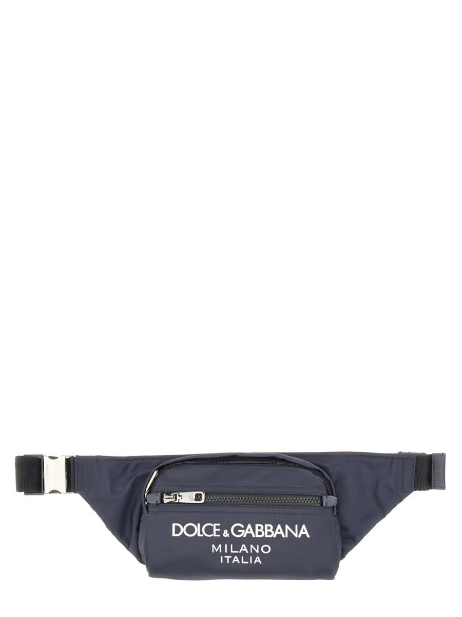 Dolce & Gabbana Small Fabric Pouch In Blue