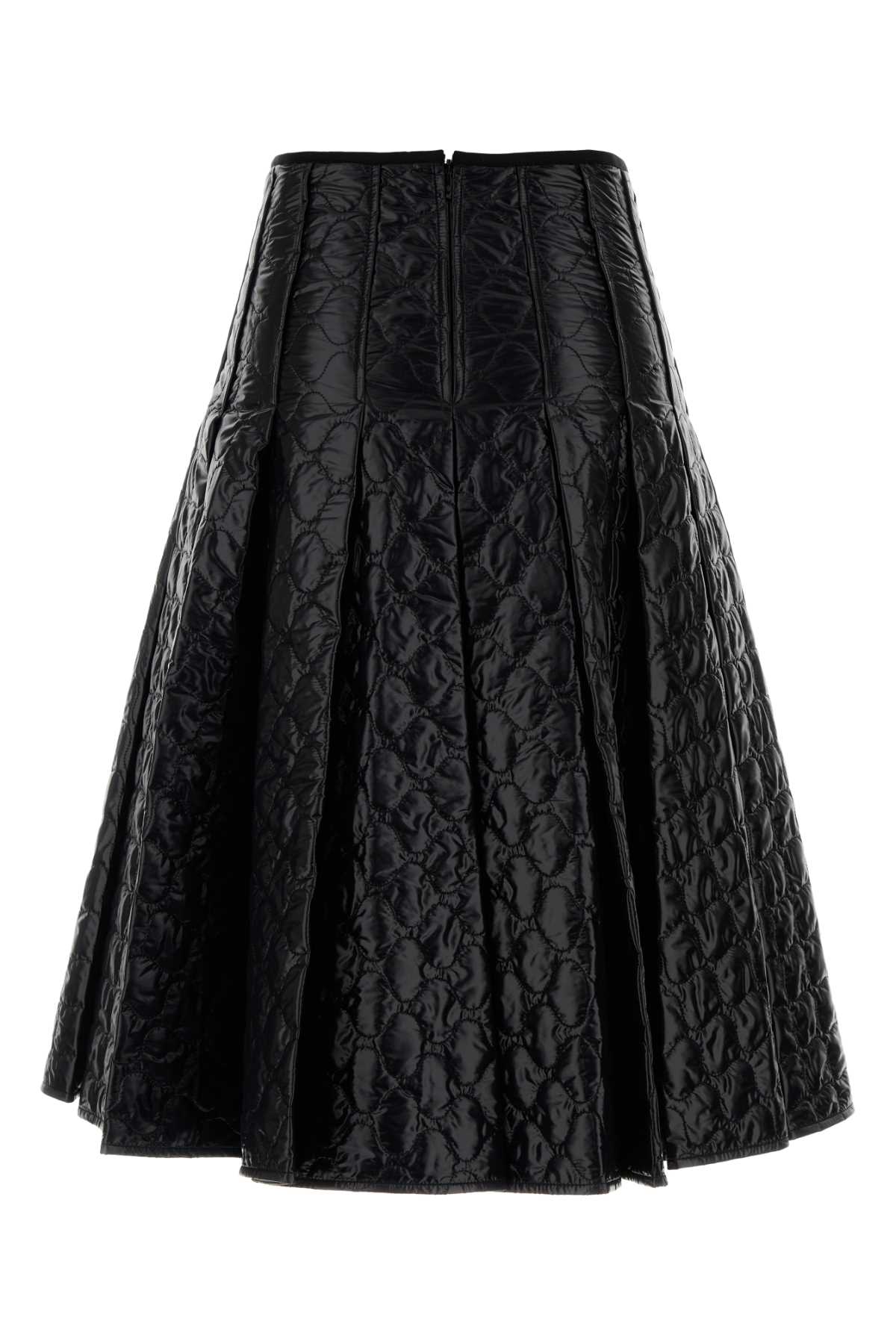 Moncler Gonna Quilted Pleated Shell Midi Skirt In Black