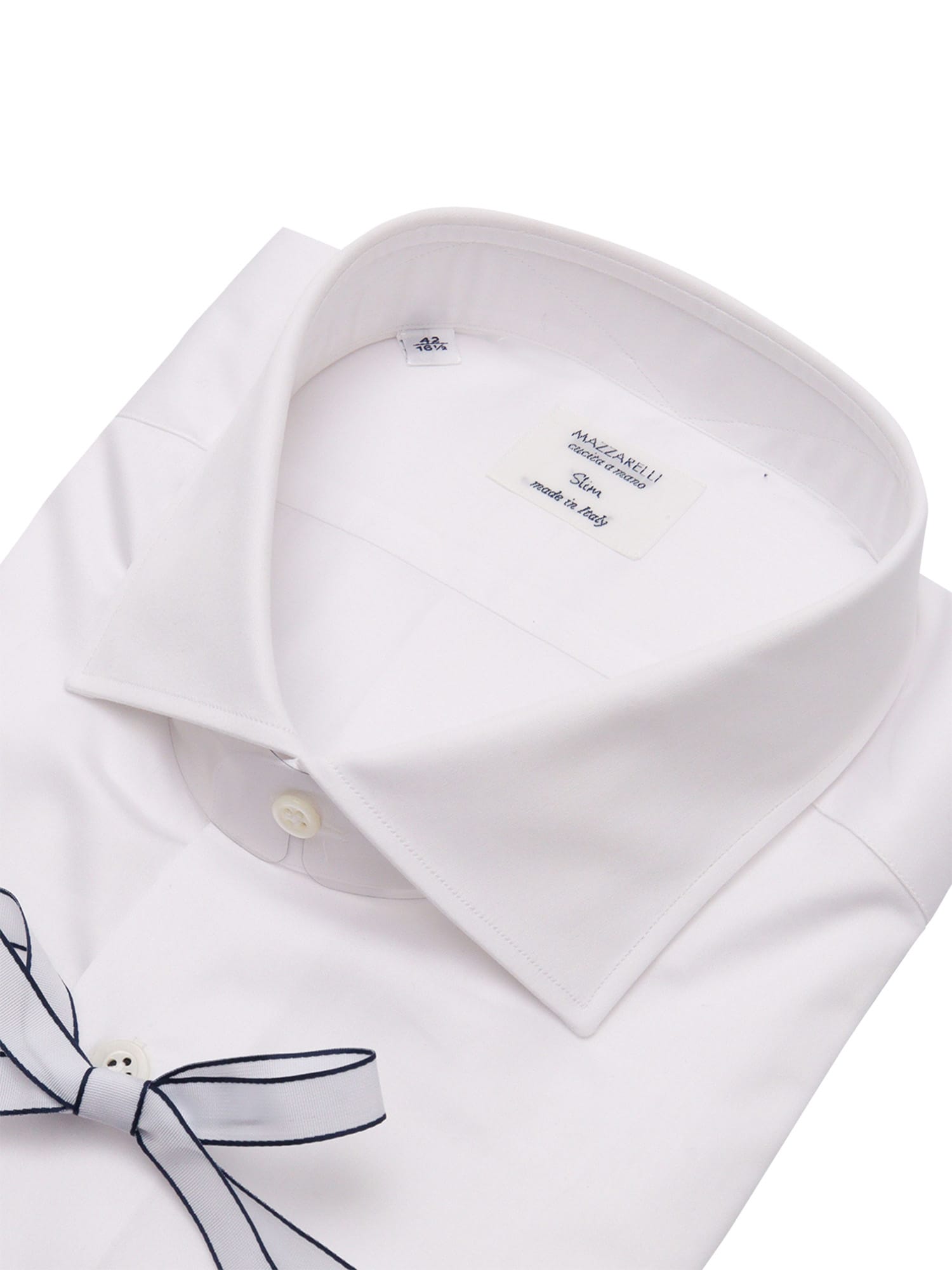 Mazzarelli White Slim Fit Satin Twill Shirt In White