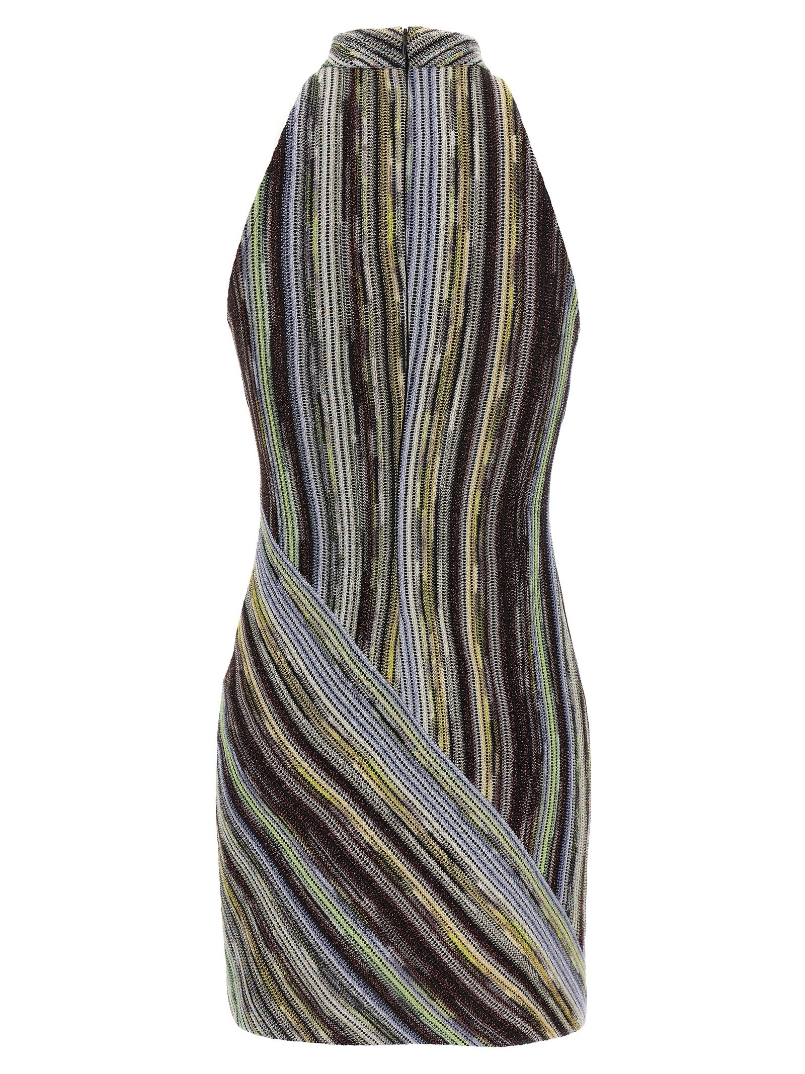 Missoni Striped Knit Halter Neckline Sleeveless Dress In Multi