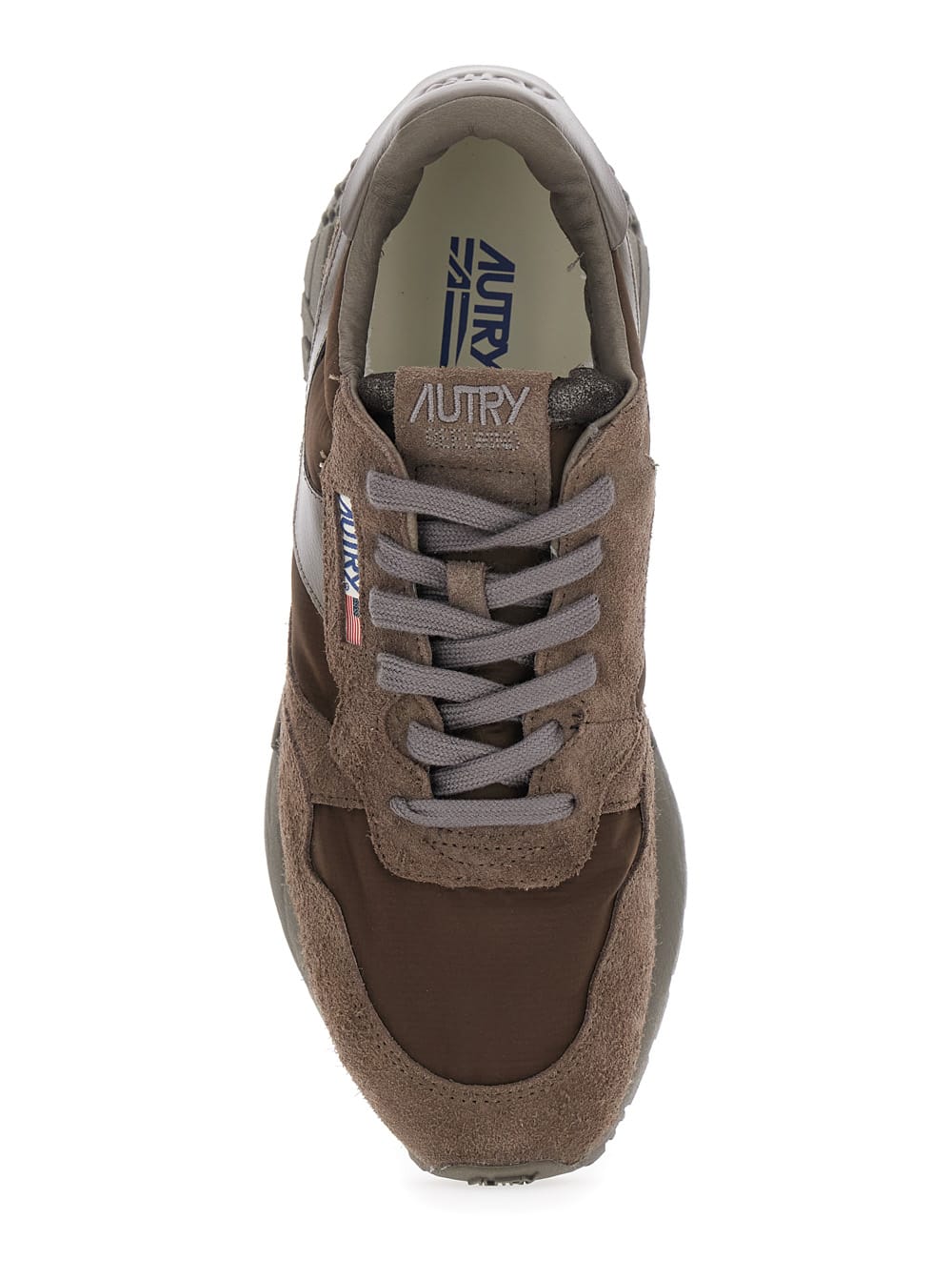 Autry Reelwind Brown Low Top Sneakers With Logo Patch Ontongue And Side In Suede Man