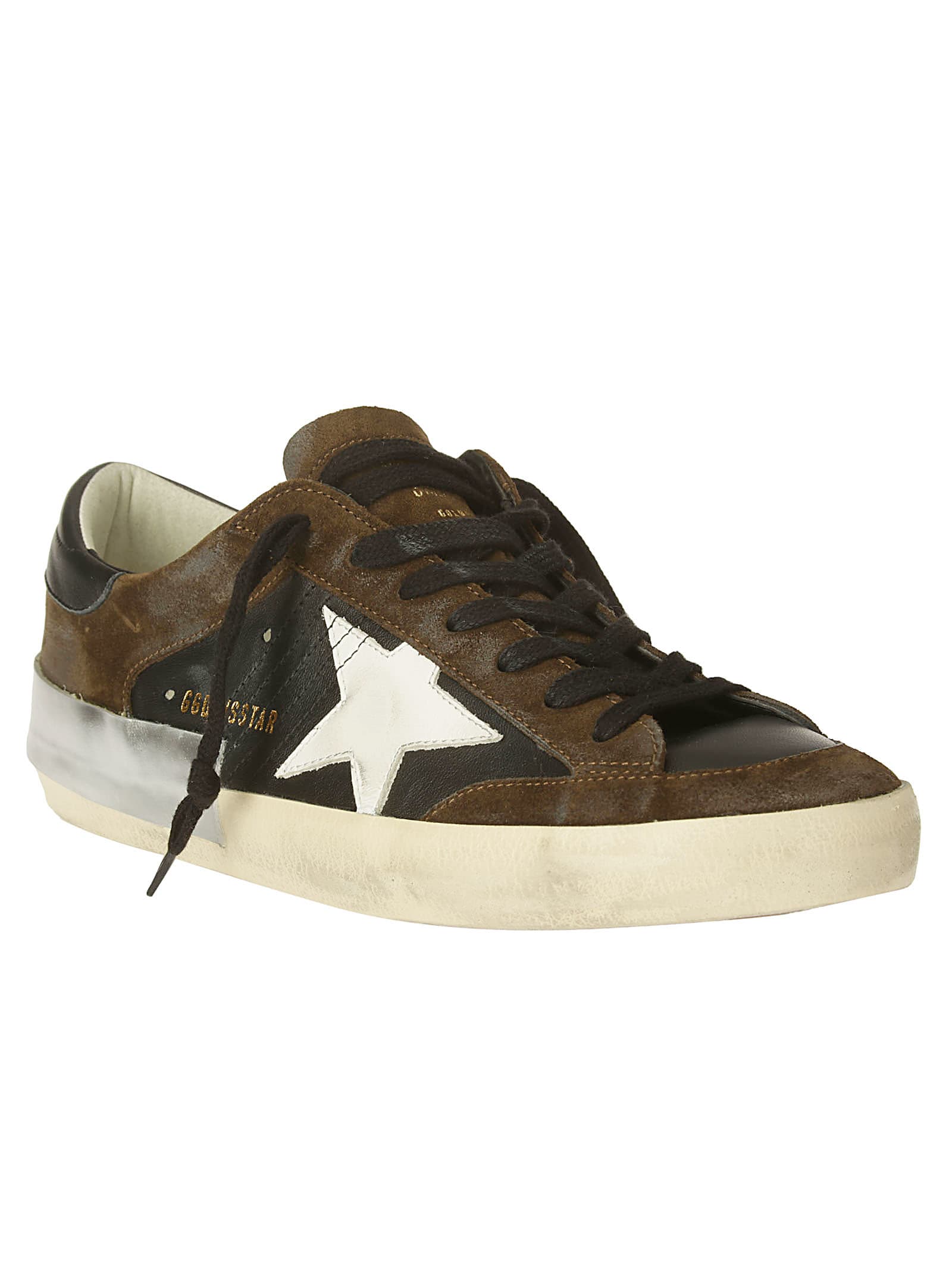 Shop Golden Goose Super-star Nappa And Suede Upper Leather Star Napp In Black/brown/white