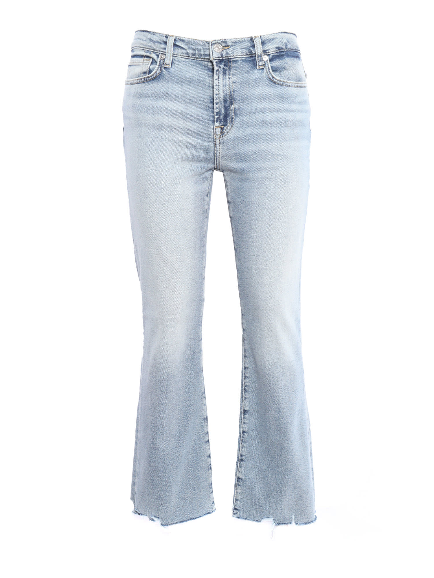 7 For All Mankind Daisy Ankle Boot Amuse Me With Worn Out Hem In Light Blue