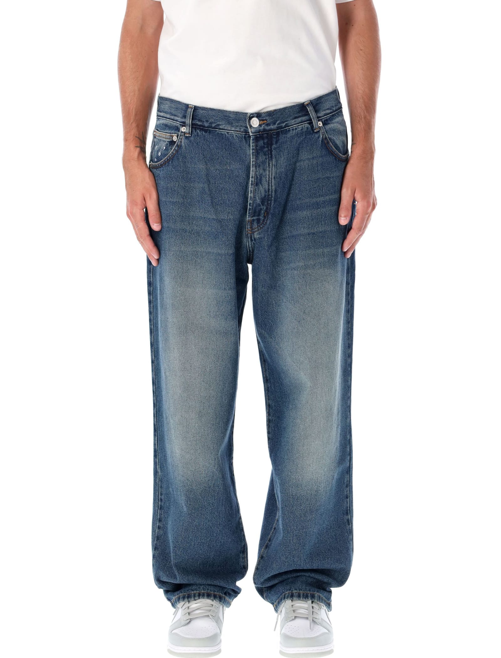 Shop Pop Trading Company Pop Jeans In Med Blue