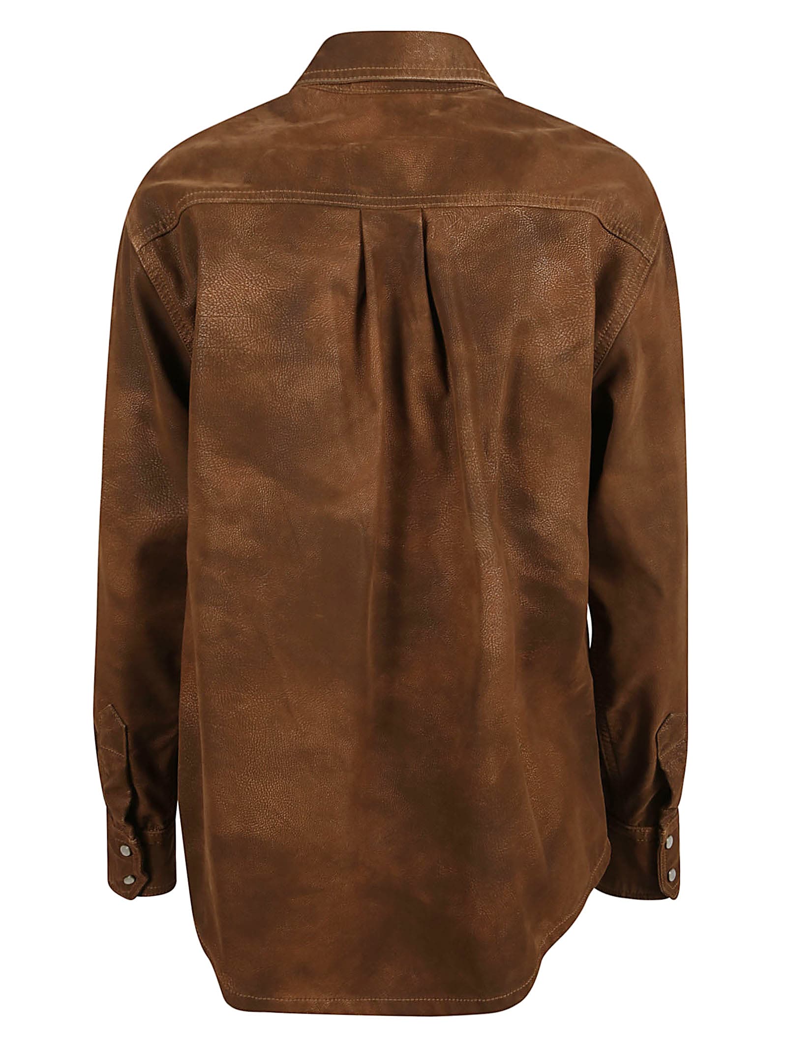 Isabel Marant Karima Faux Leather Shirt In Brown