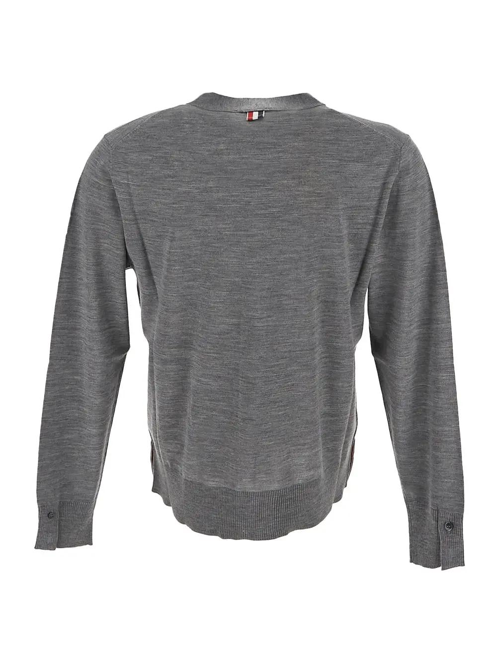 Shop Thom Browne Jersey Cardigan In Grey