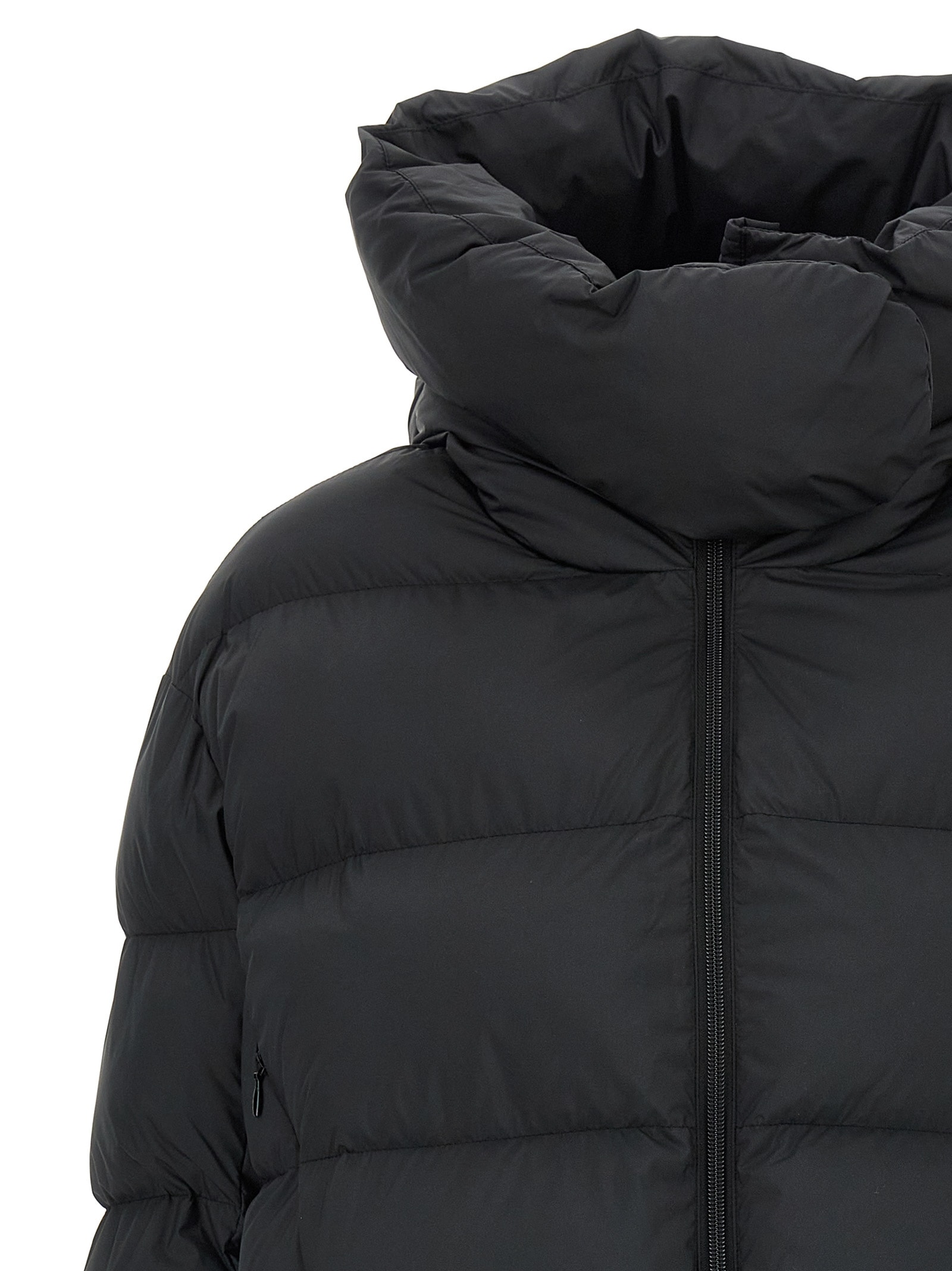 Pinko Padded Down Jacket With High Wrap-around Collar In Black