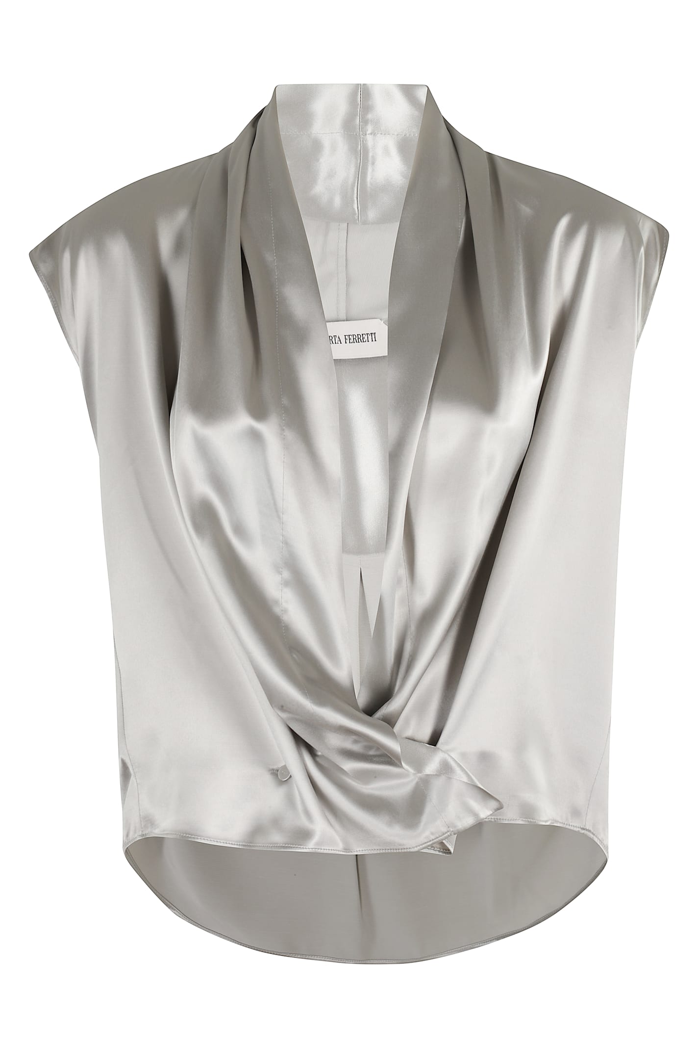 Alberta Ferretti Camicia Raso Lucido In Gray