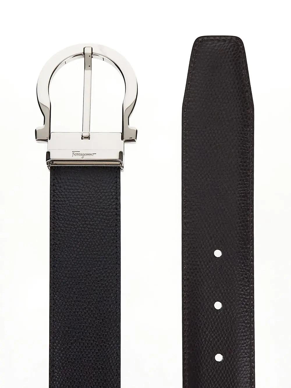 Shop Ferragamo Reversible Belt In Nerohickory