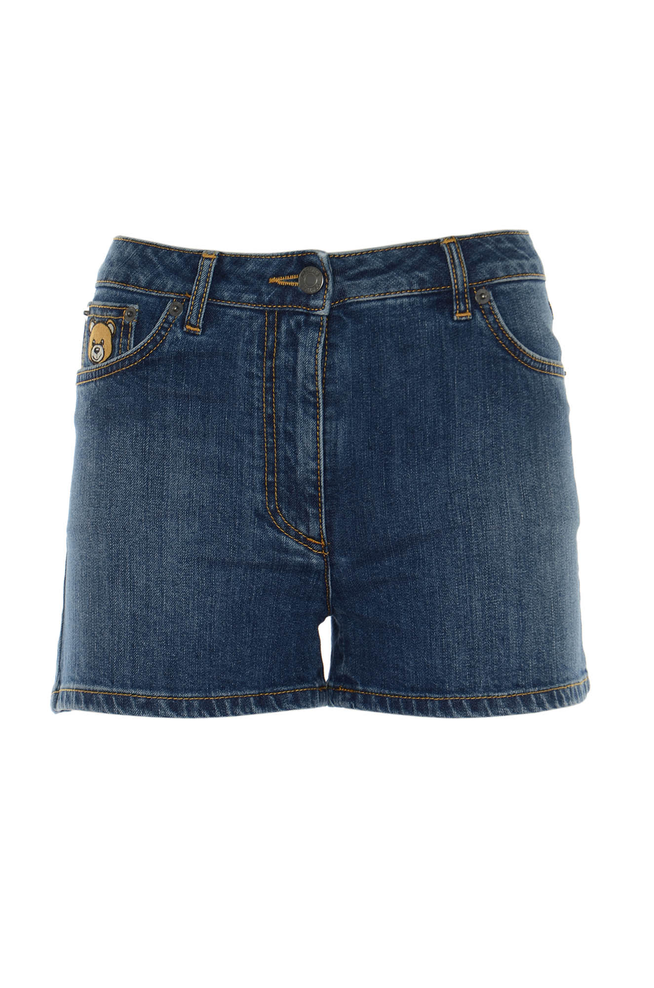 Moschino Bear Patch 5 Pockets Denim Shorts