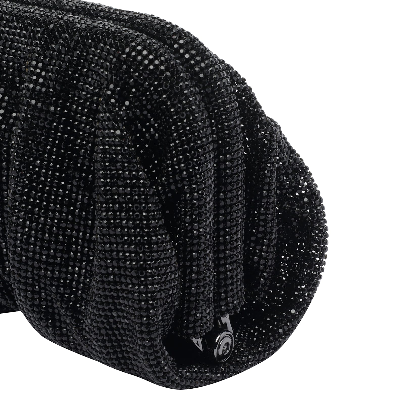 Benedetta Bruzziches Rhinestone And Satin Venus La Petite James Bond Pochette In Black