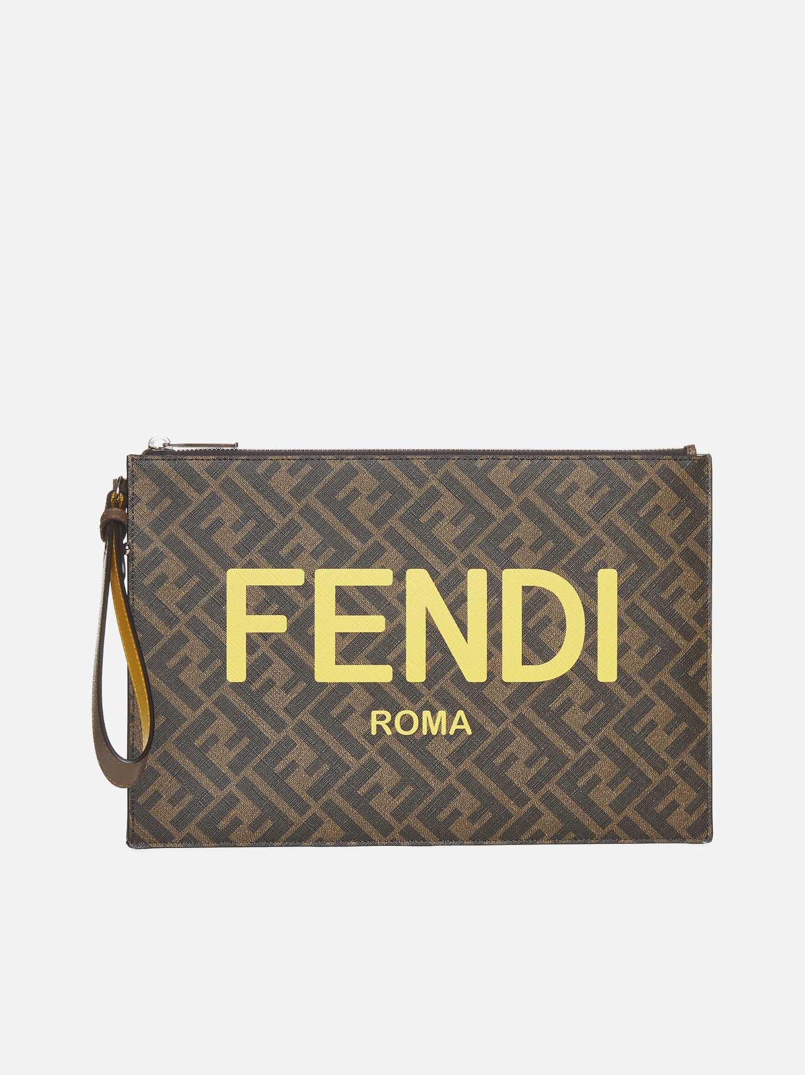 Fendi Logo Ff Fabric Pouch