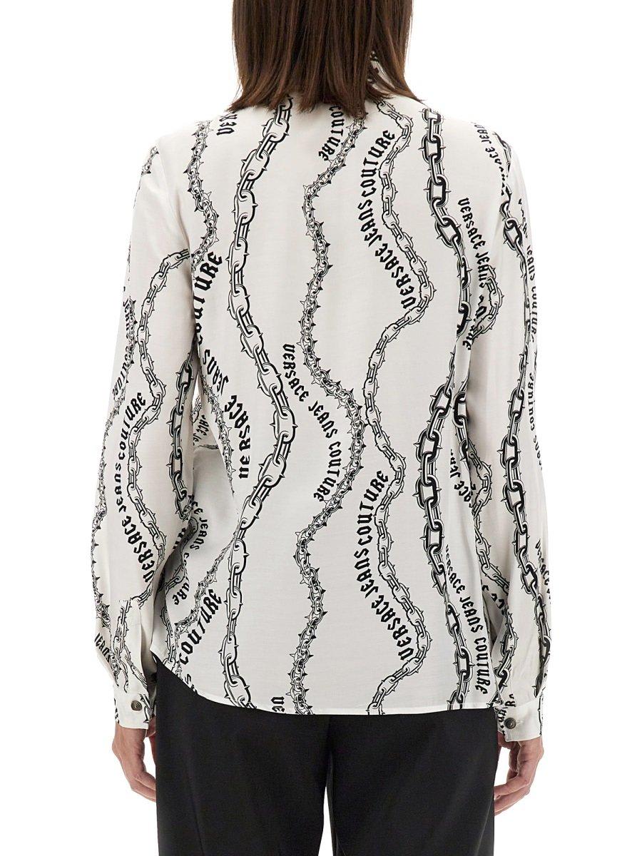 Shop Versace Jeans Couture Chain Couture-print Long-sleeved Shirt In White