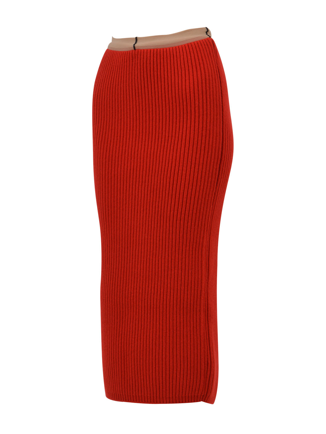 Shop Calvin Klein Rib-knit Midi Skirt In Red