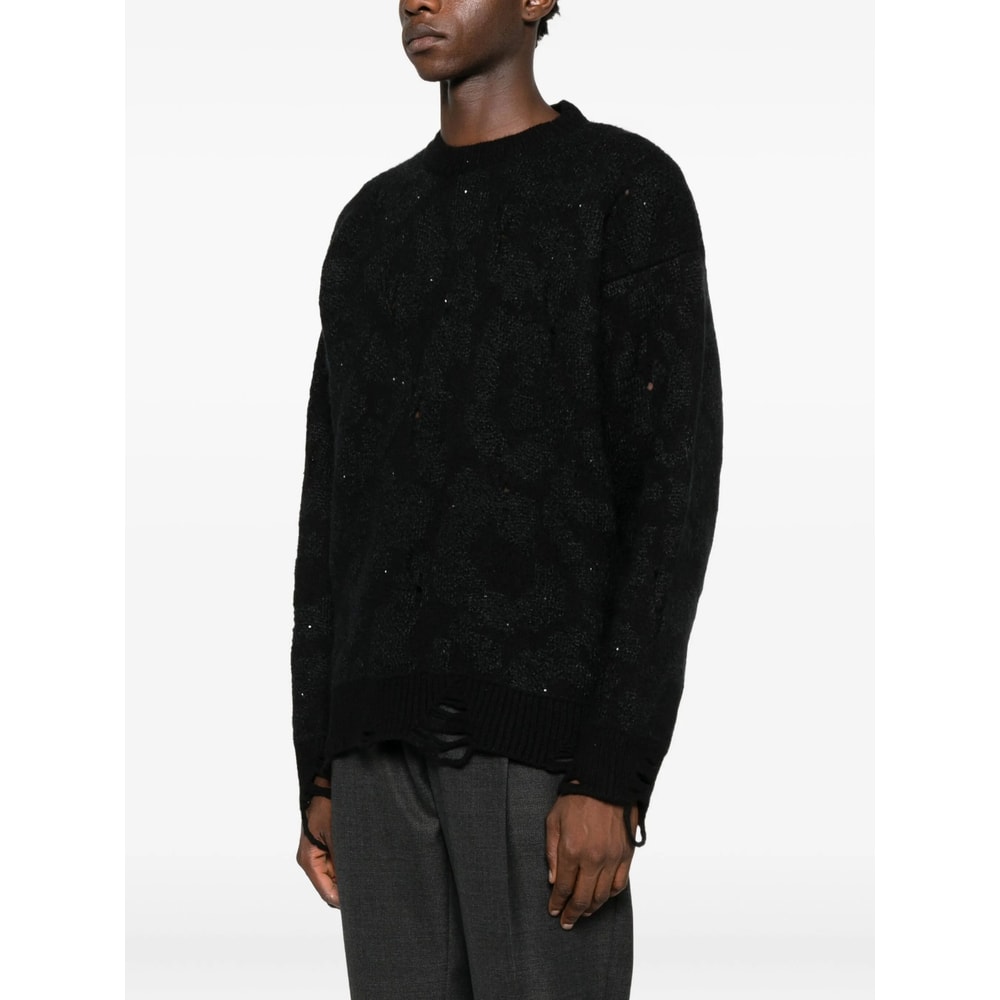 Laneus Distressed-finish Sweater In Multi