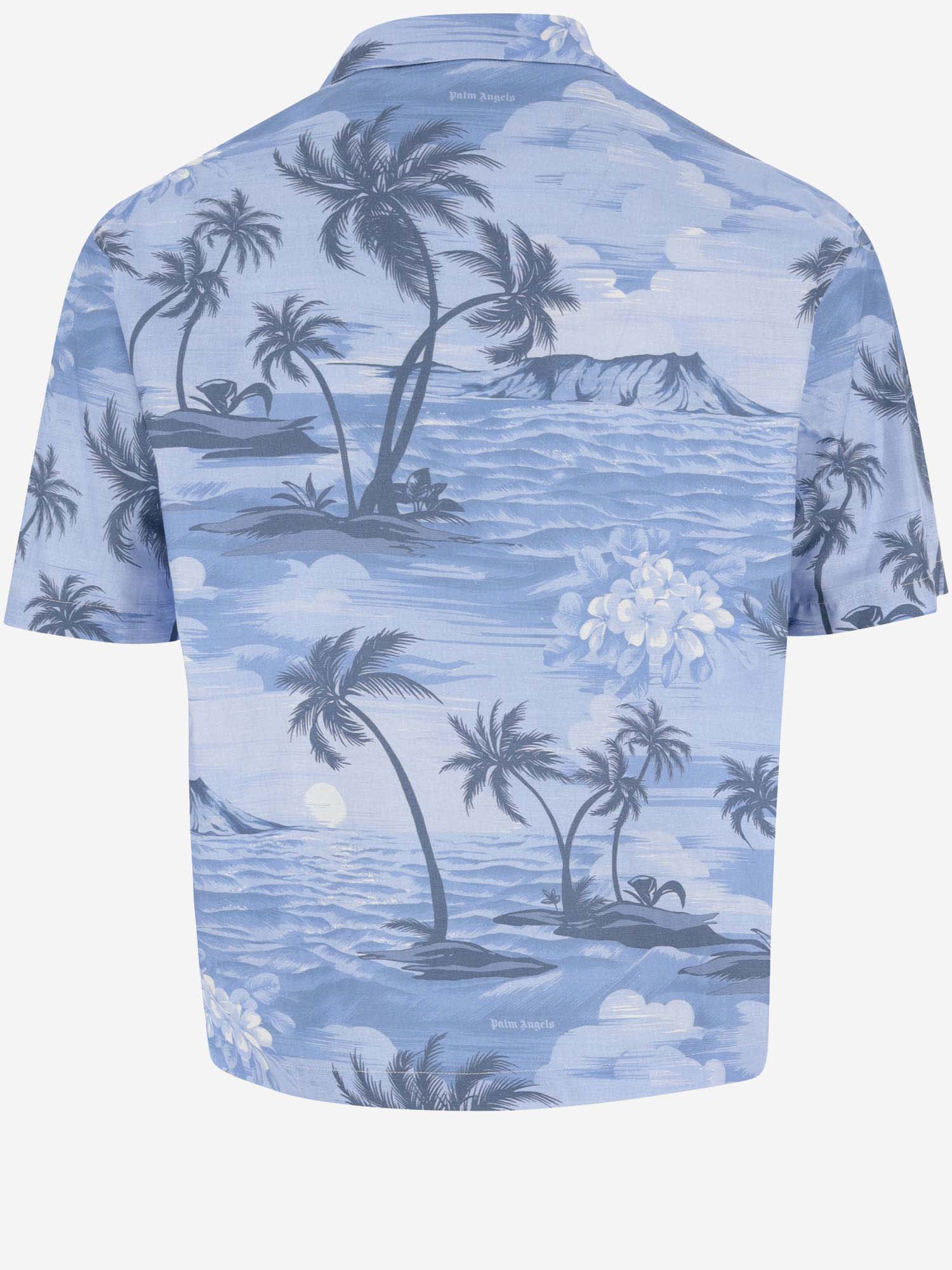 Shop Palm Angels Bowling Shirt In Indigo Blue