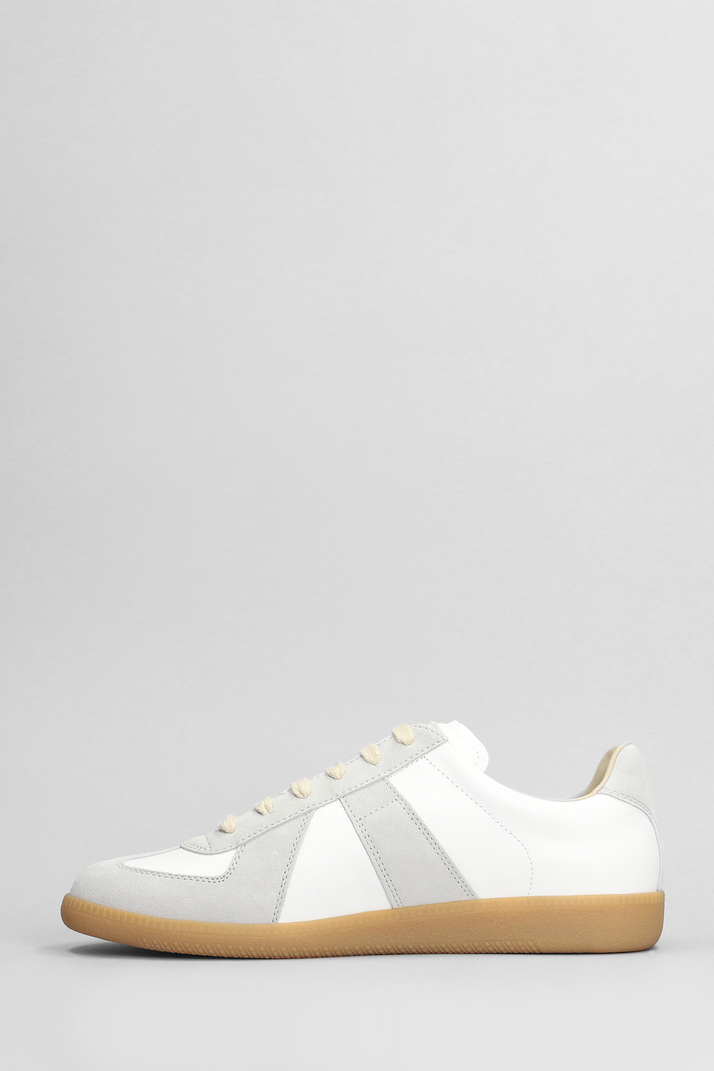 Shop Maison Margiela Replica Sneakers In White Suede And Leather