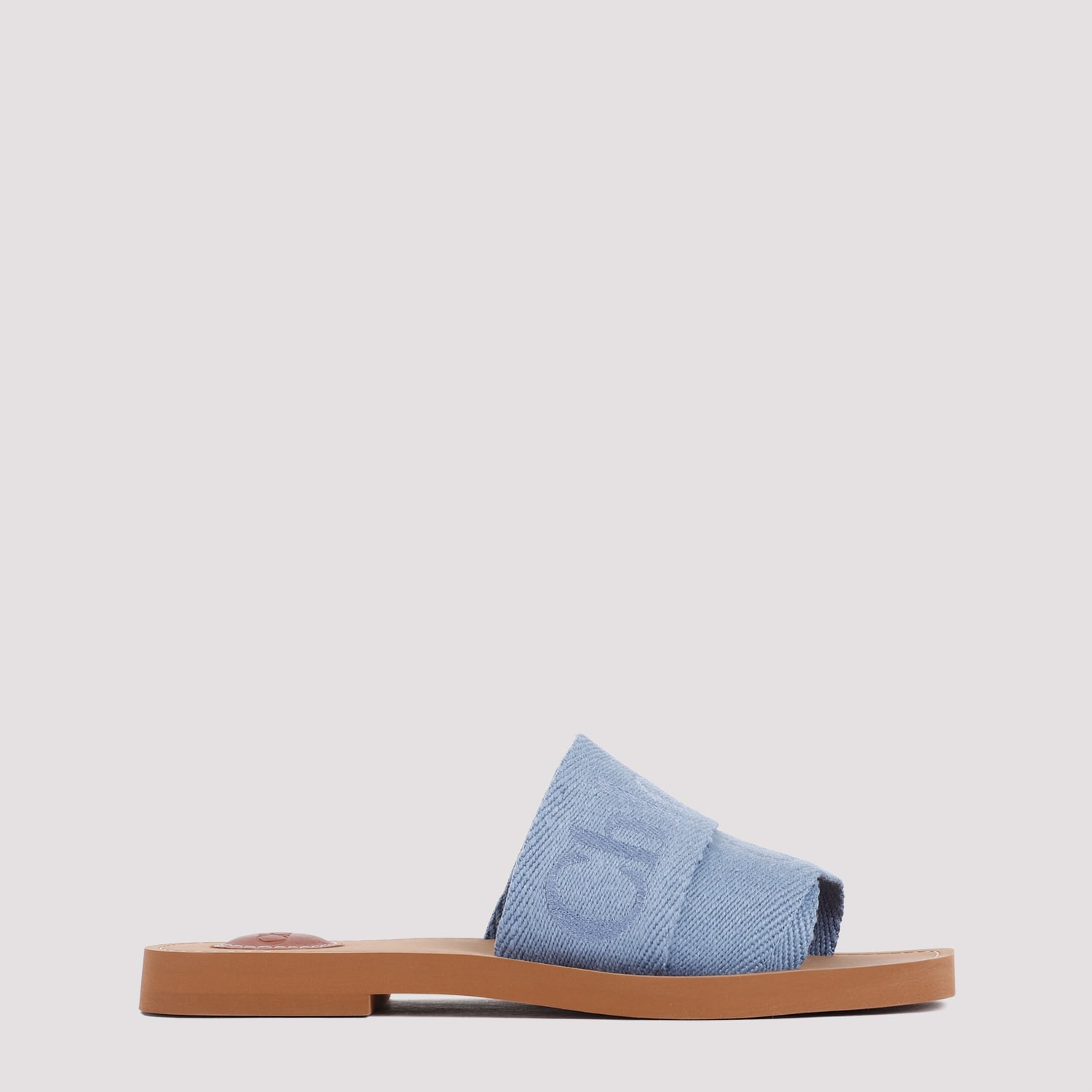 Shop Chloé Woody Flat Mules In Washed Blue