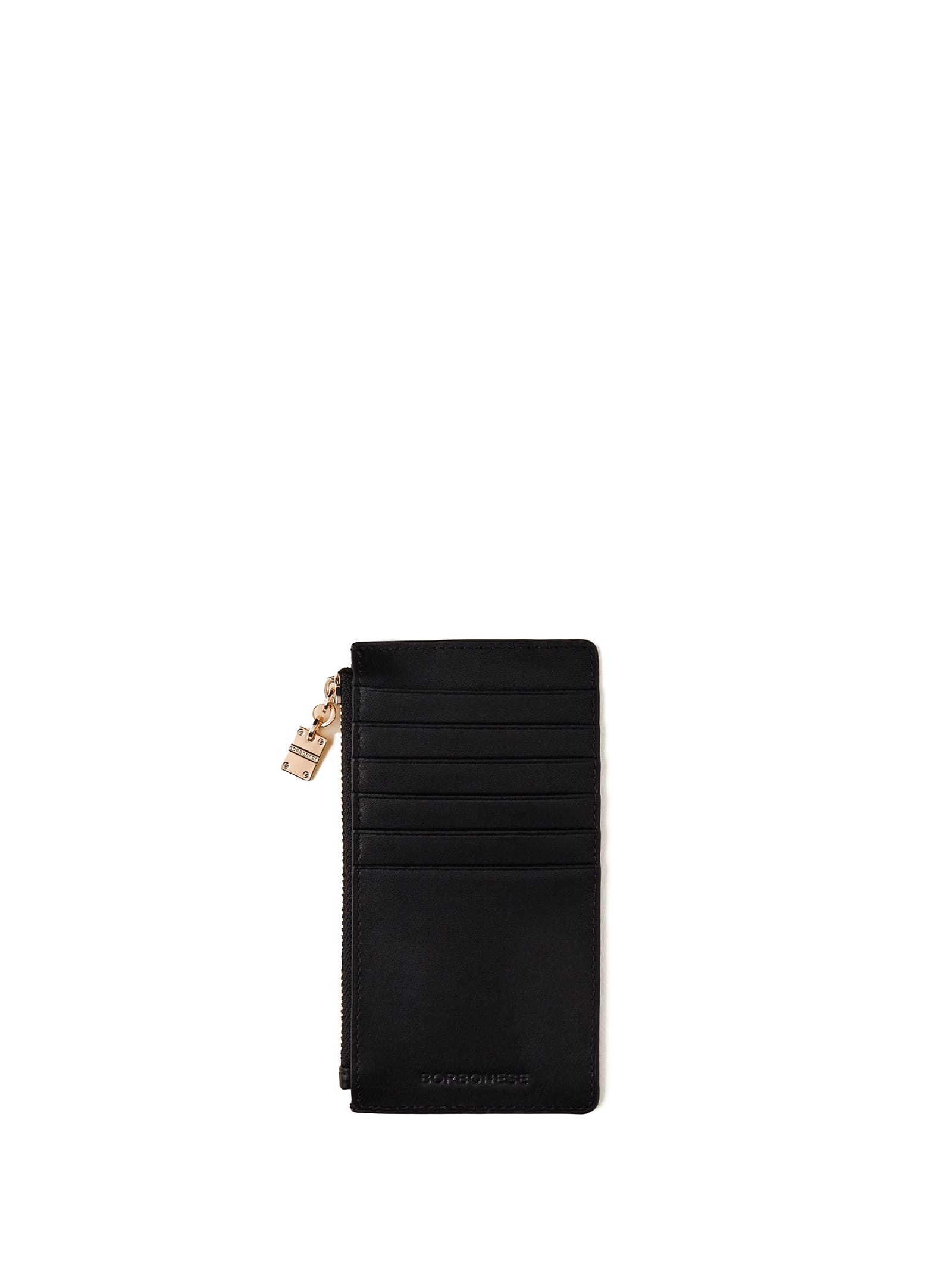 Shop Borbonese Medium Black Leather Card Holder In Nero