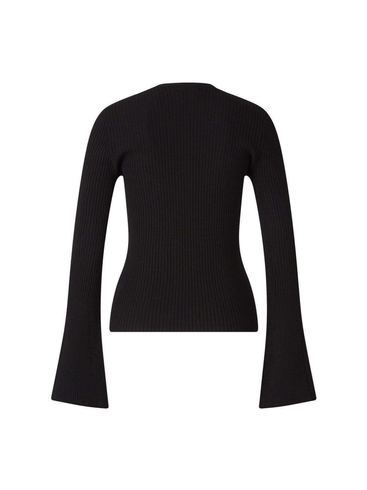 Shop Courrèges V-neck Ribbed-knit Jumper In Black