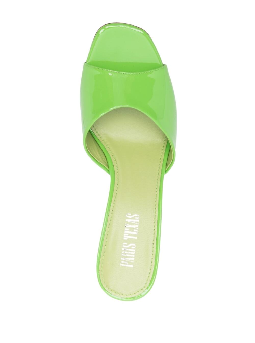 Shop Paris Texas Anja Green Mules With Block Heel In Patent Leather Woman