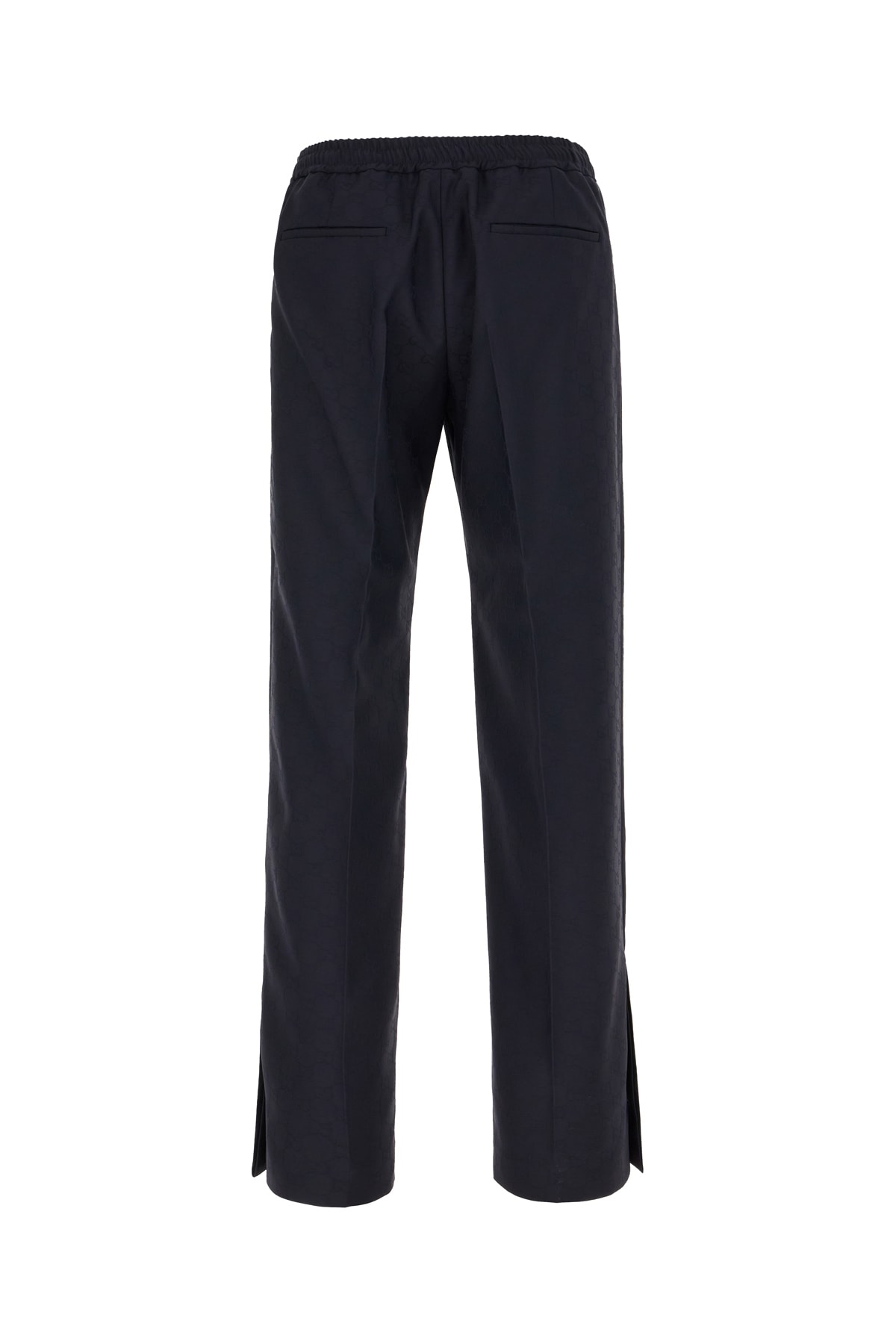 Shop Gucci Navy Blue Polyester Pants In Ink Mix