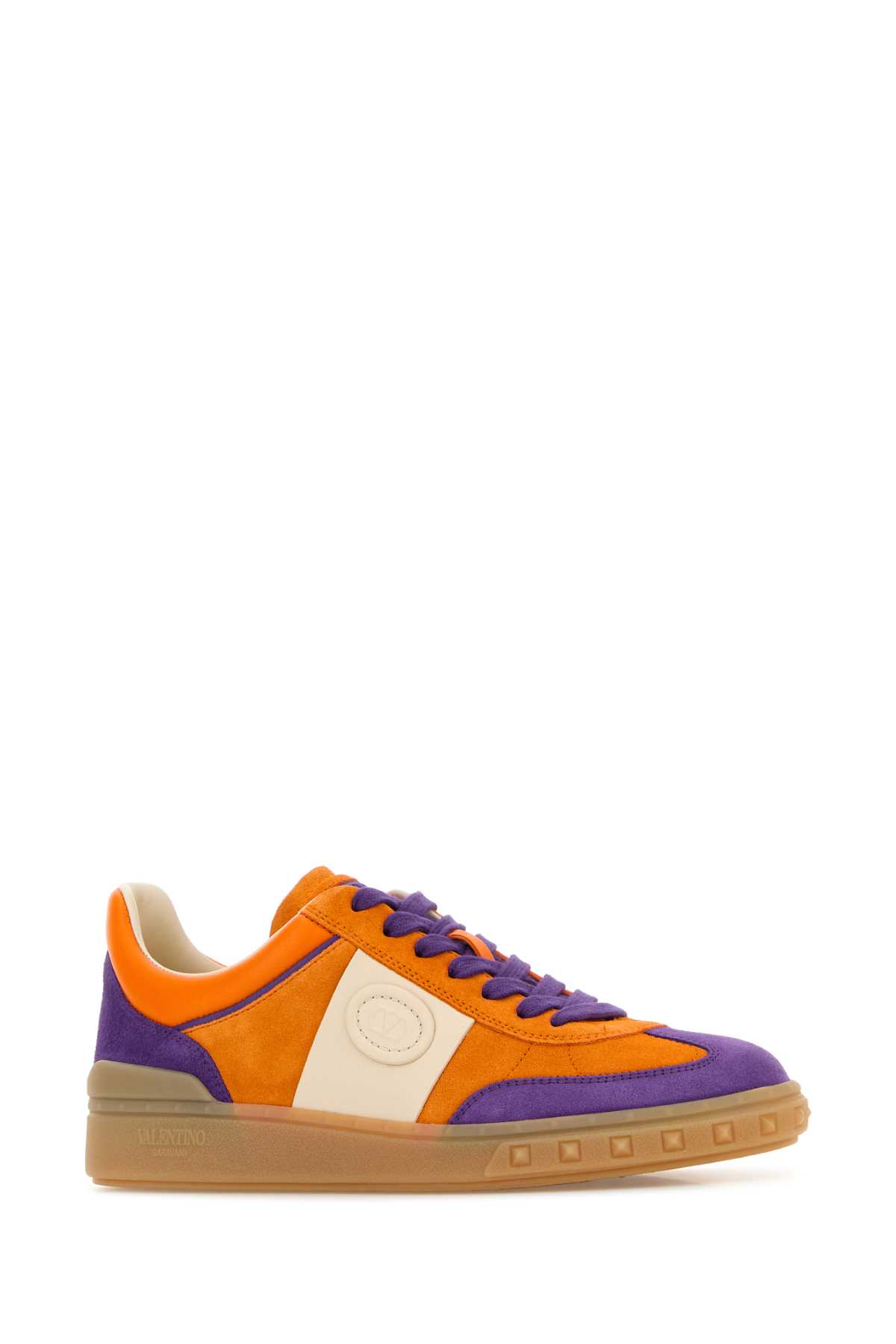 Valentino Upvillage Crosta Suede-leather Sneakers In Orange