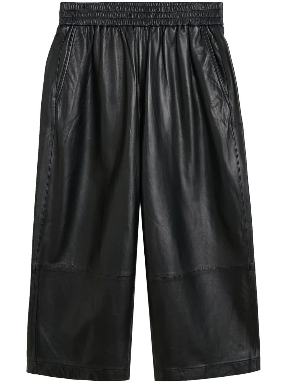 Herskind Eagle Lambskin Leather Trousers In Black