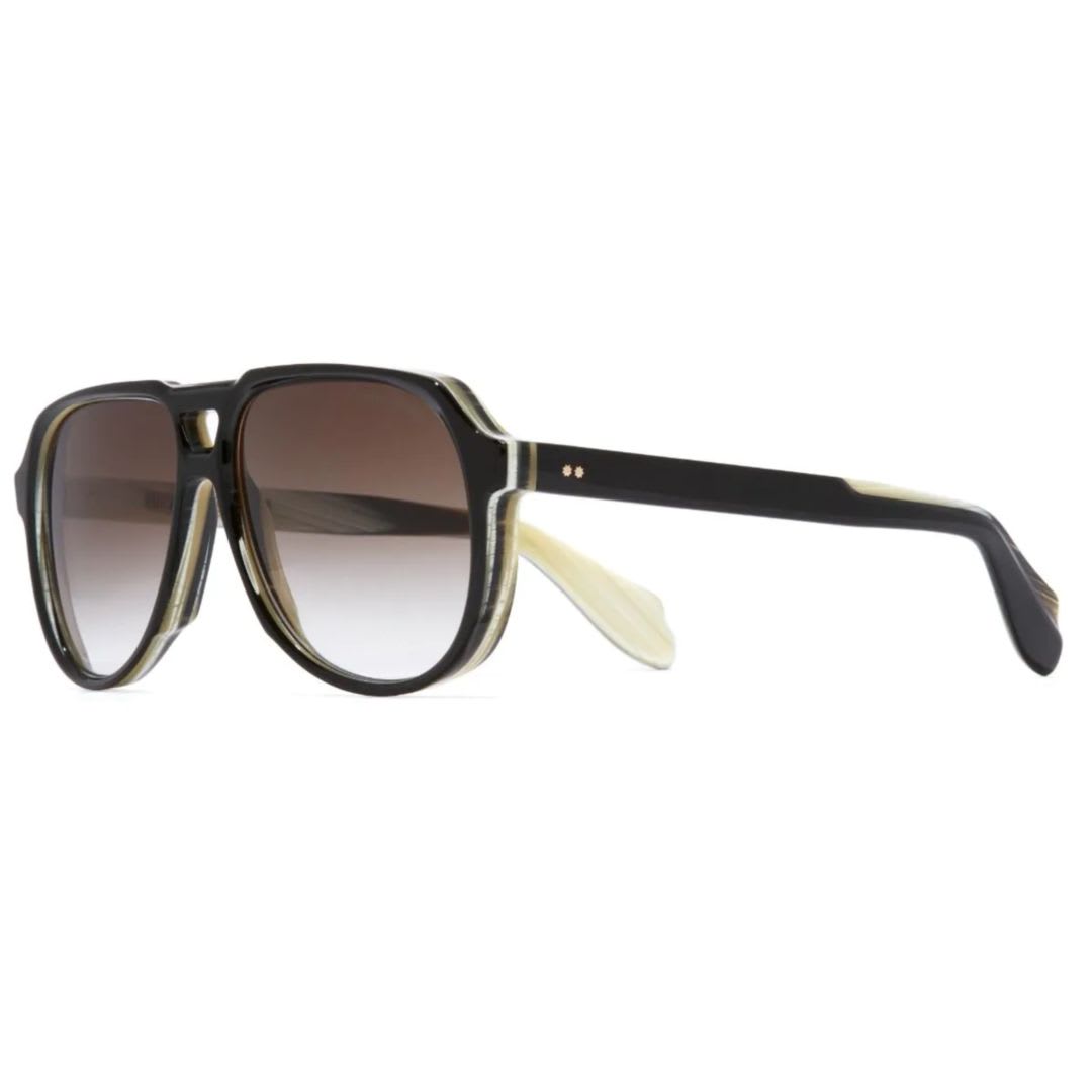 CUTLER AND GROSS 9782-02 60MM BLACK ON HORN ACETATE SUNGLASSES 