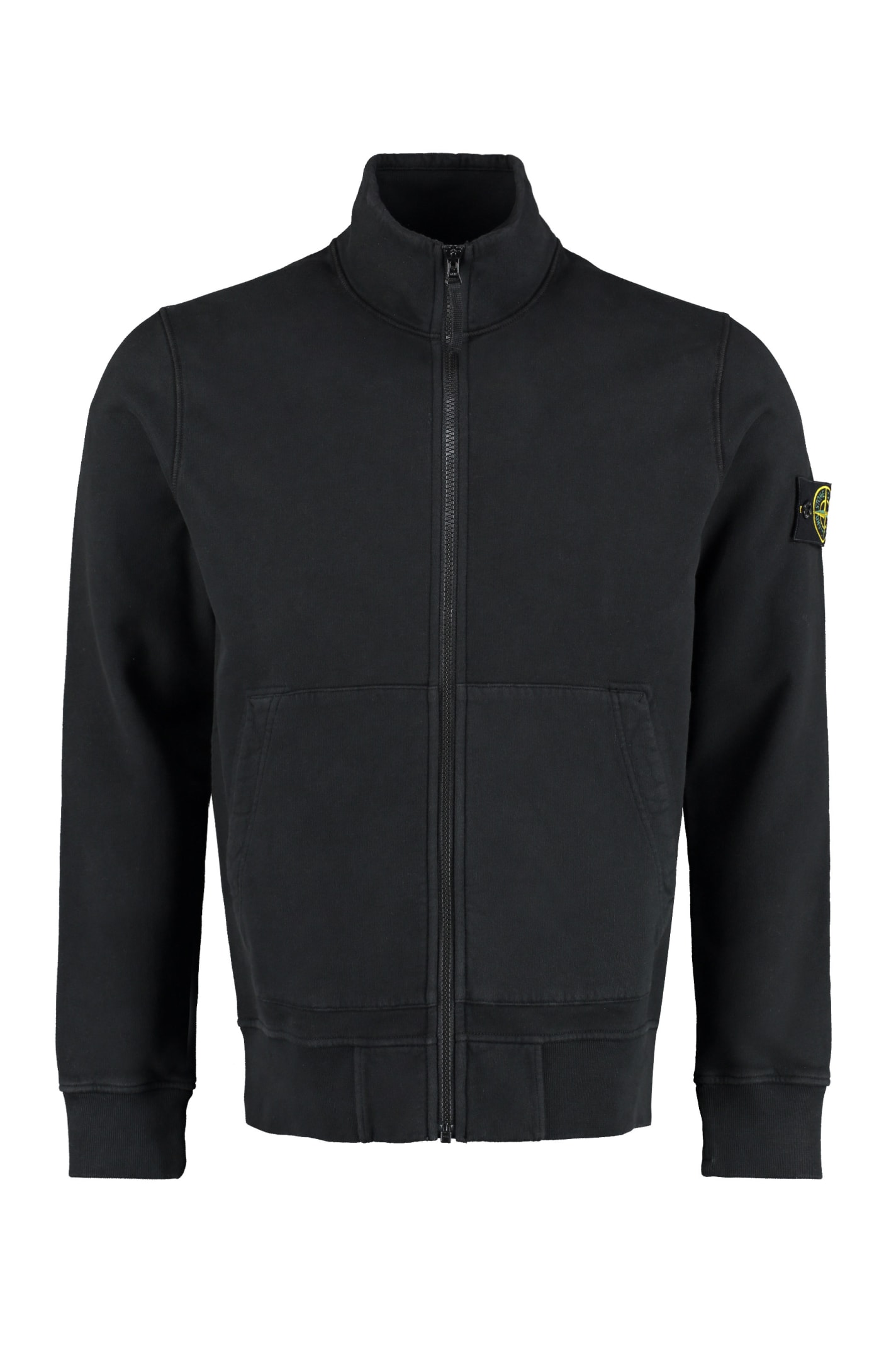 Stone Island Cotton Full-zip Sweatshirt In Black