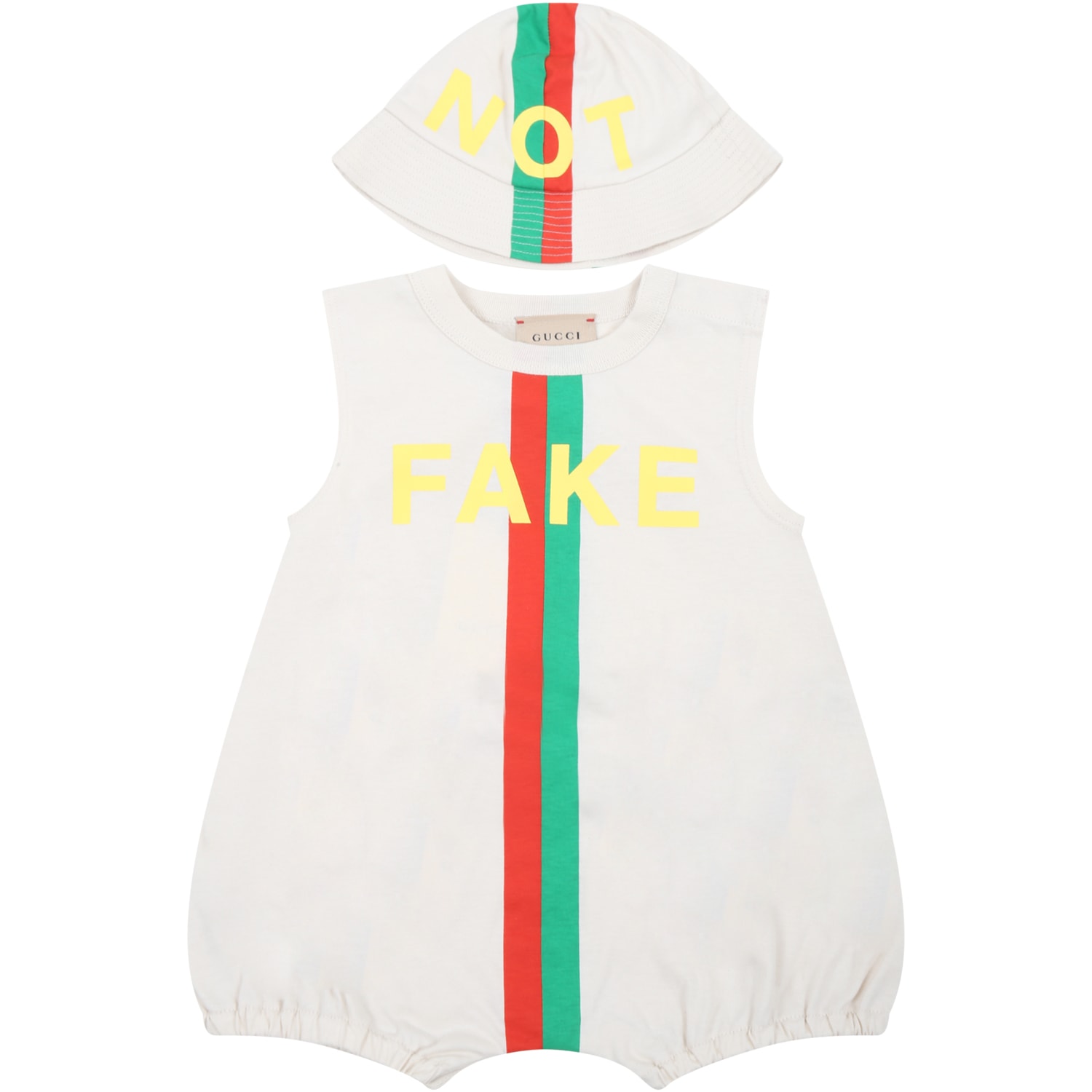 Gucci Beige Set For Babykids With Web Detail