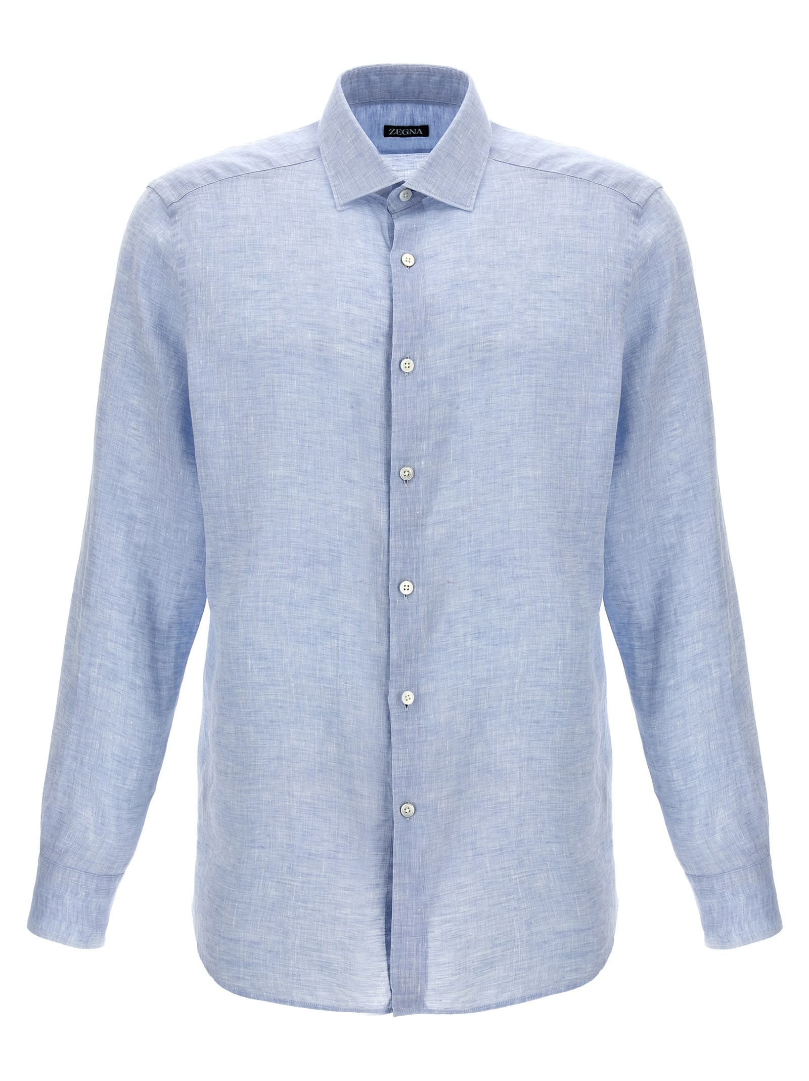 Shop Zegna Linen Shirt In Clear Blue