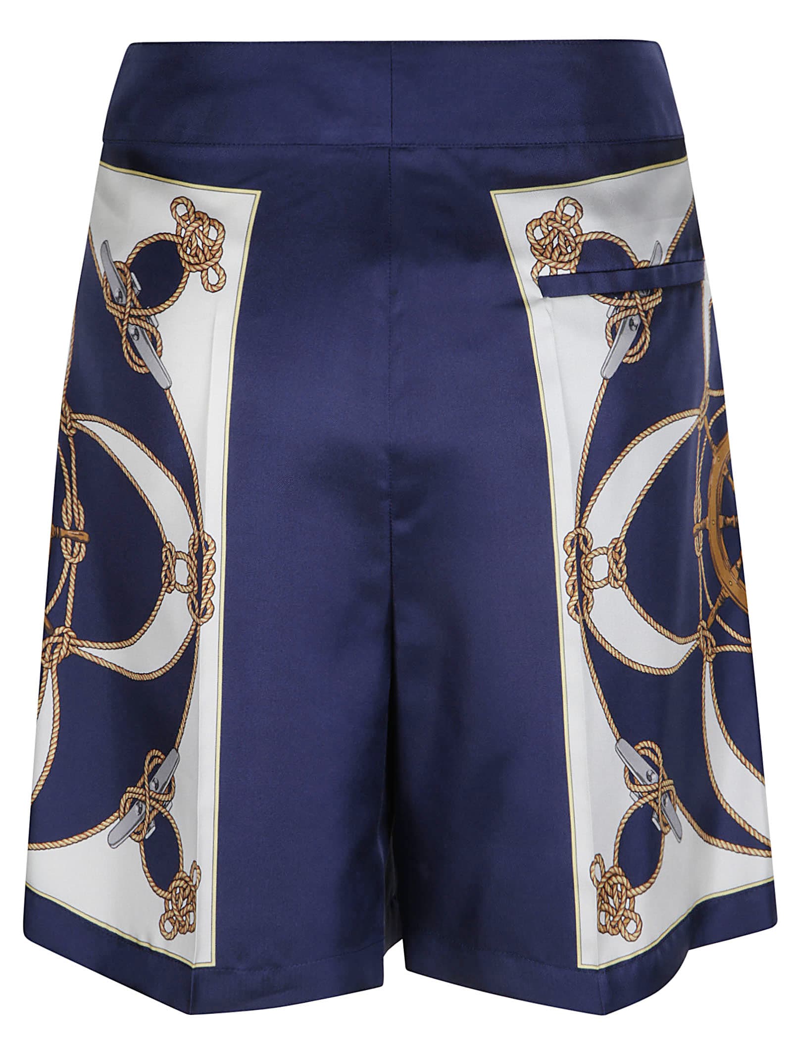 Shop Bally Mid-rise Helm Printed Shorts In Blue