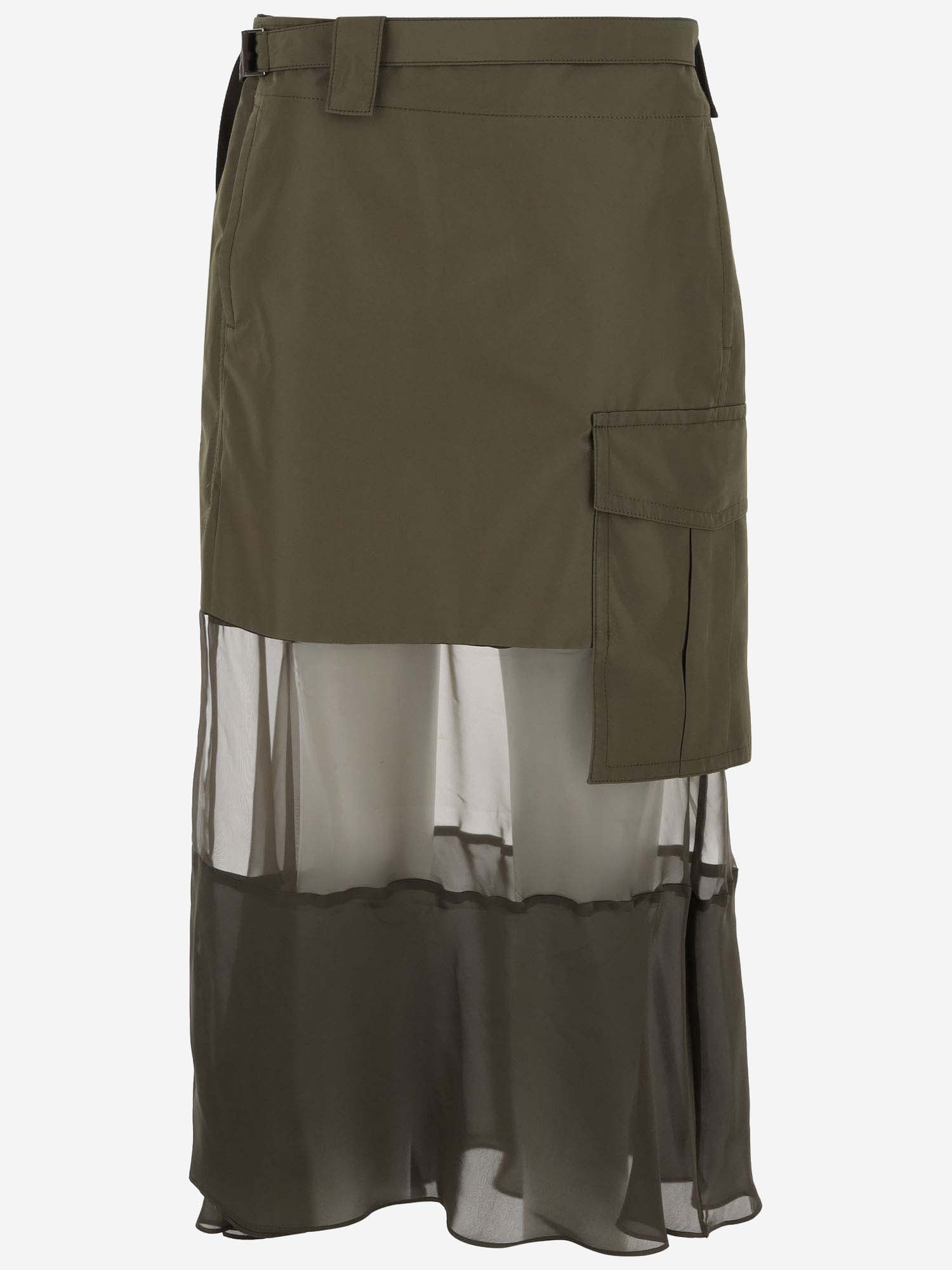 Shop Sacai Nylon Midi Skirt In Green