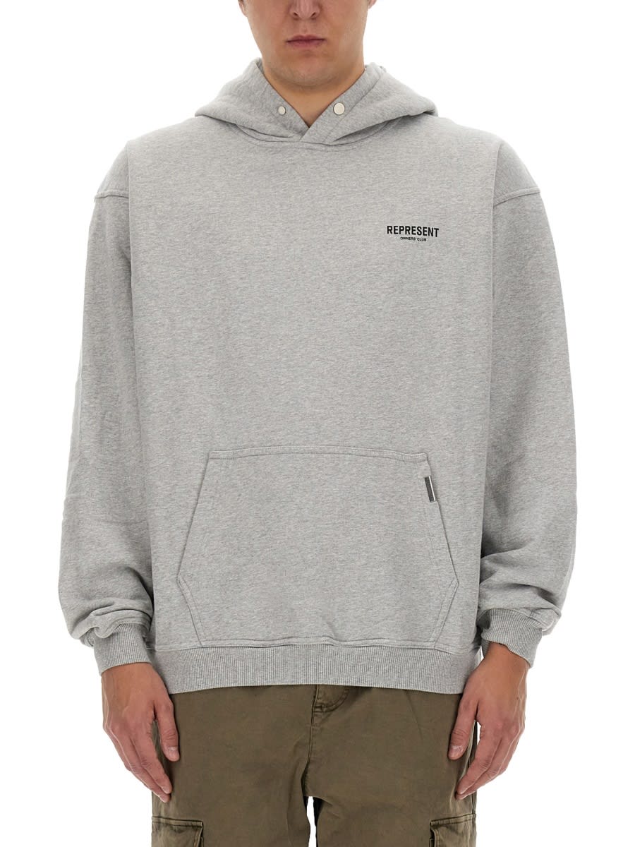 Represent Sweatshirt With Logo In Ash Grey Blk