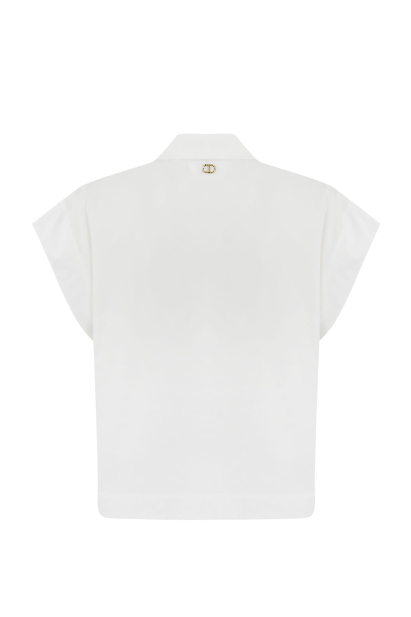 Shop Twinset Poplin Shirt With Embroidery In Bianco Ottico