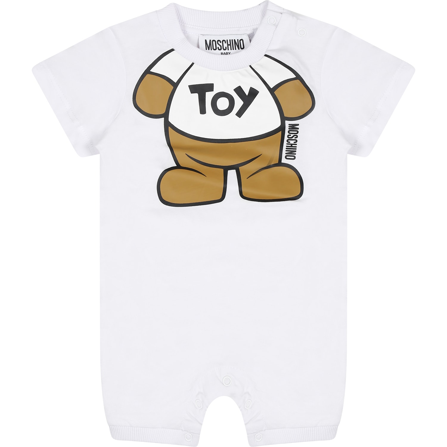 Moschino White Romper For Baby Kids With Teddy Bear