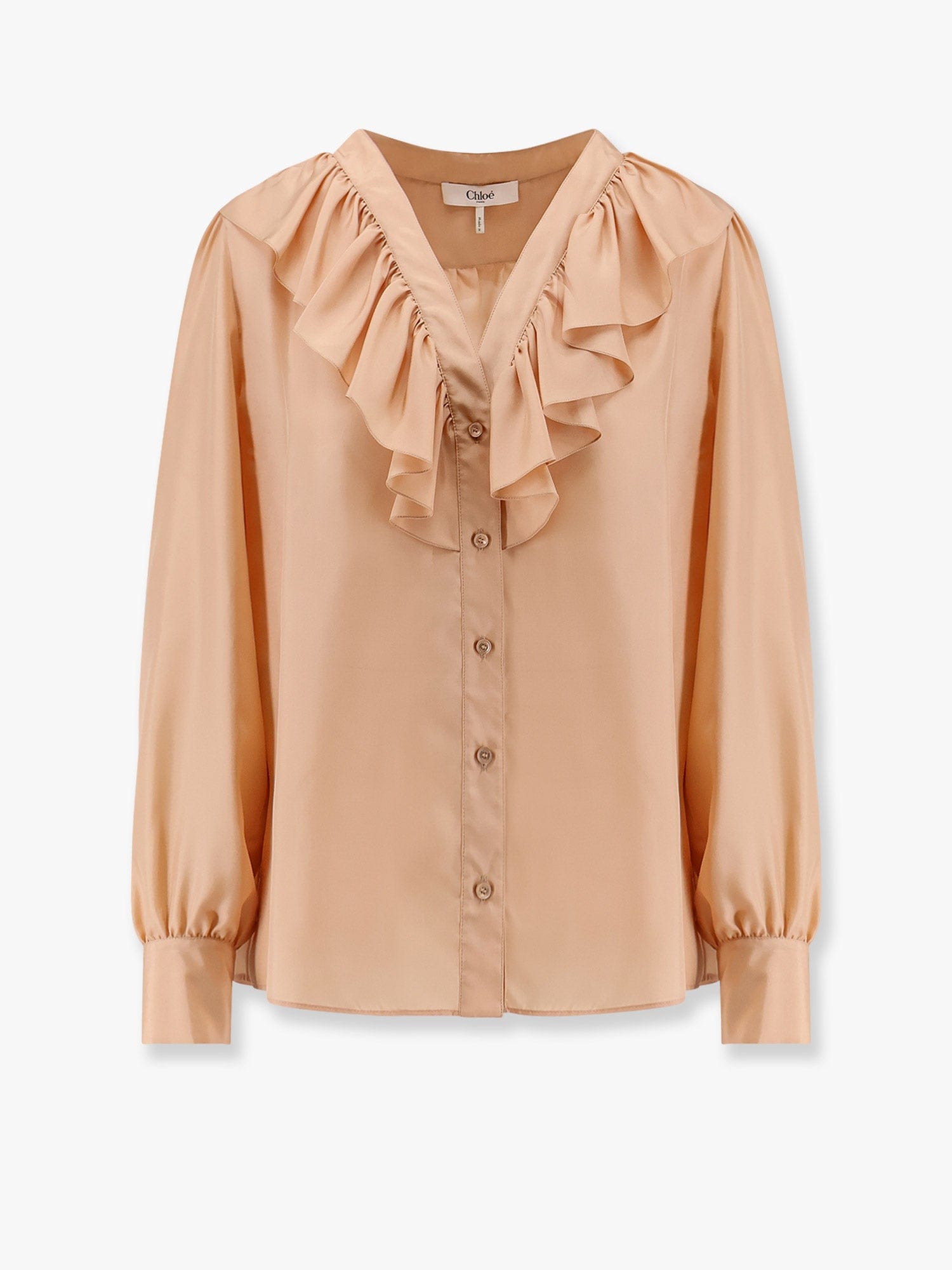 Shop Chloé Silk Shirt With Rouches