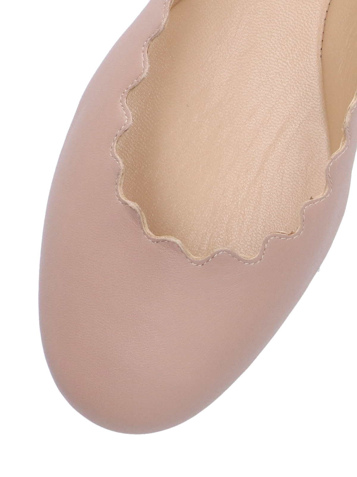 Chloé Chloe Lauren Scalloped Leather Ballerina Flat In Pink