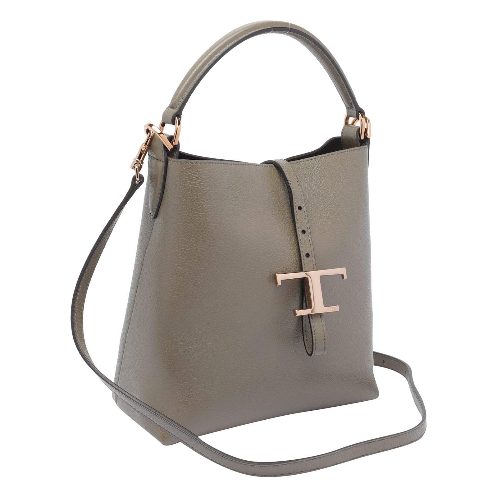 Tod's T-buckle Leather Shoulder Bag In Gray