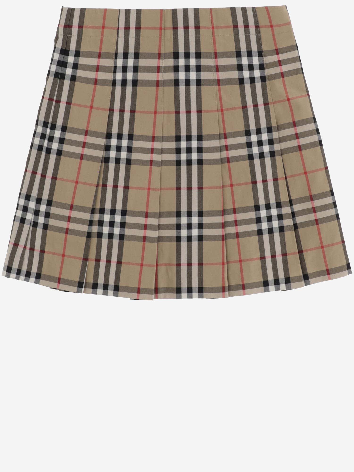 Burberry Kids' Check Pattern Skirt In Beige