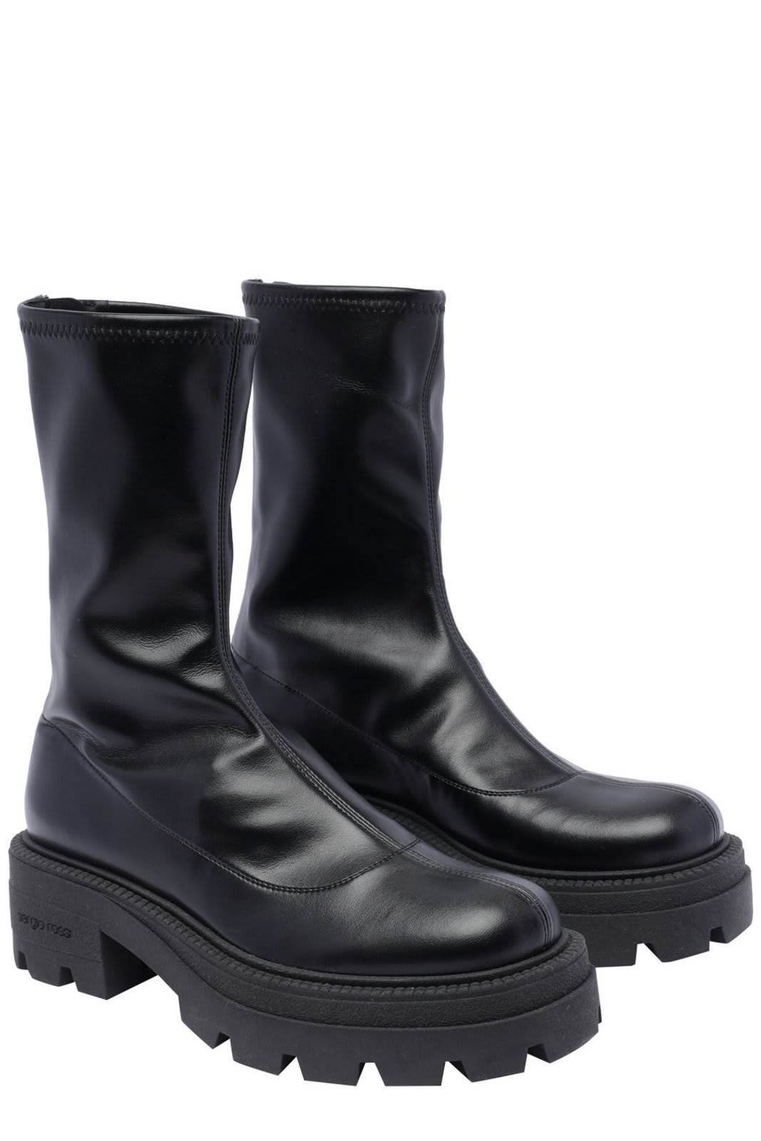 Shop Sergio Rossi Round-toe Ankle Boots In Black