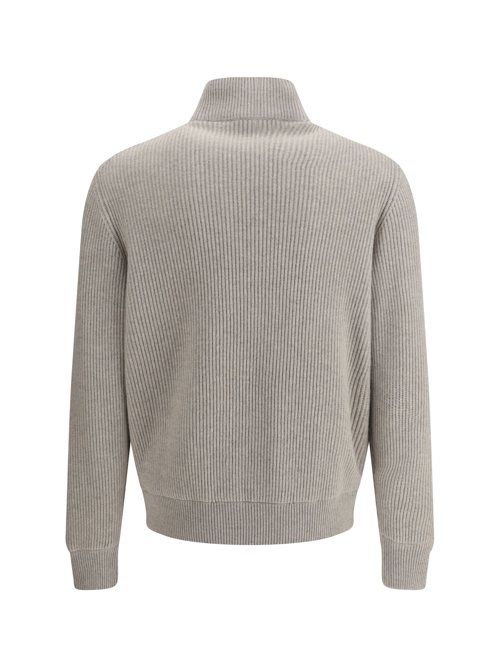 Brunello Cucinelli Grey Suede And Knit Bomber Jacket In Neutral