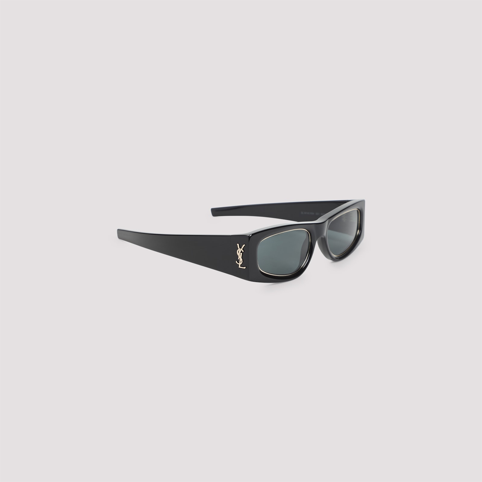 Saint Laurent Black Oval Shield Sunglasses In Black